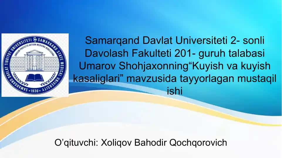 "Kuyish va kuyish kasaliglari"