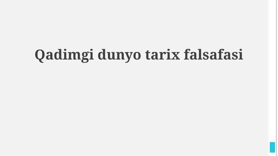 Qadimgi dunyo falsafasi