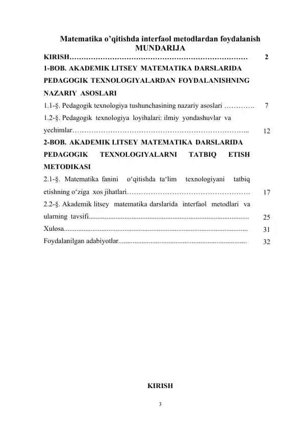 Matematika o’qitishda interfaol metodlardan foydalanish