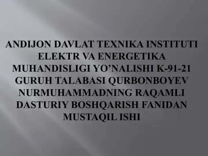 Sanoat 4.0 konsepsiyasi va aqlli ishlab chiqarish tizimlari