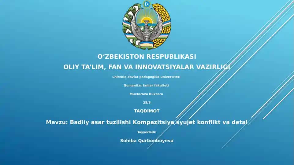Badiiy asar tuzilishi Kompazitsiya syujet konflikt va detal
