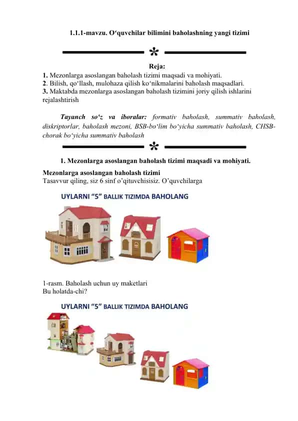 Oʻquvchilar bilimini baholashning yangi tizimi