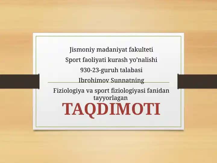 Jismoniy madaniyat fakulteti Sport faoliyati kurash yo'nalishi