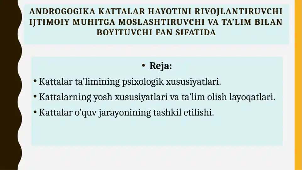 Androgogika - kattalar ta’limi