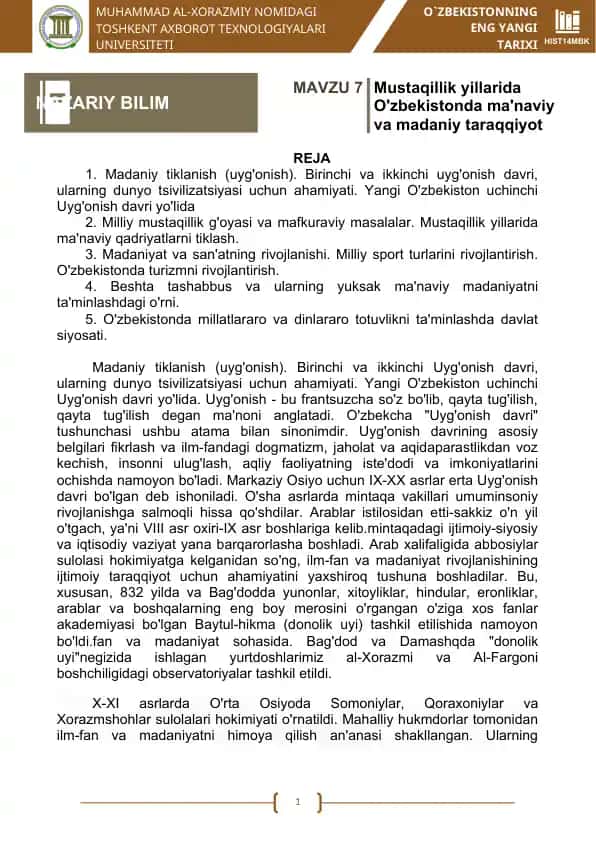 Uyg'onish davri va uning ahamiyati