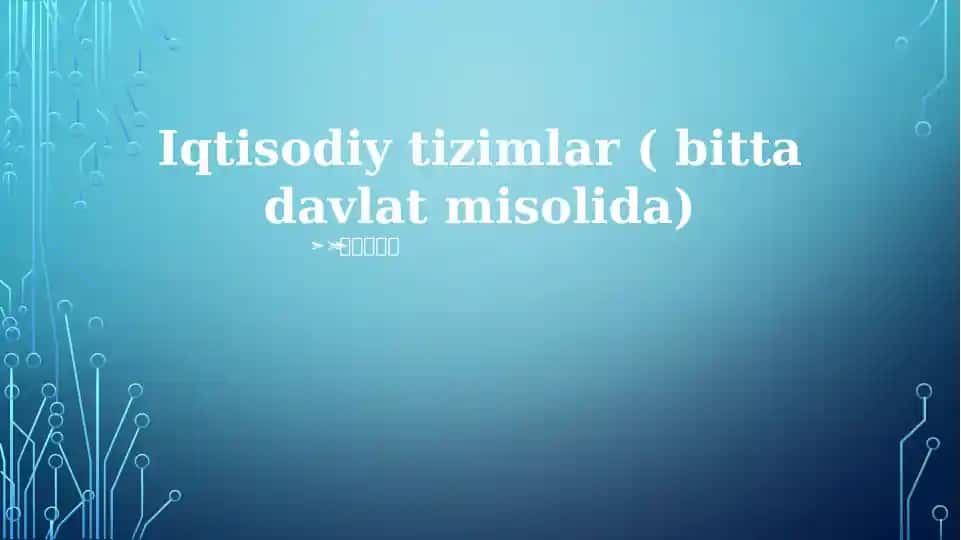Iqtisodiy tizimlar ( bitta davlat misolida)