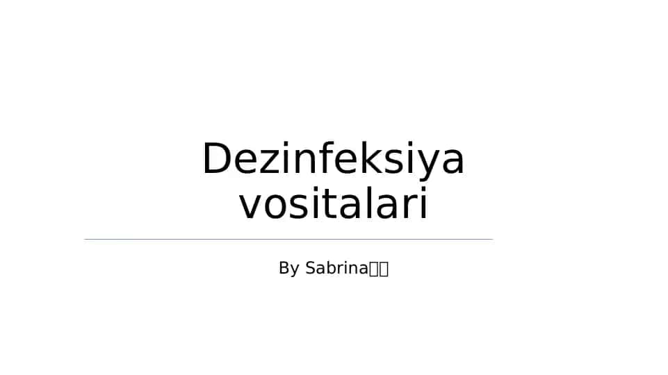 Dezinfeksiya vositalari