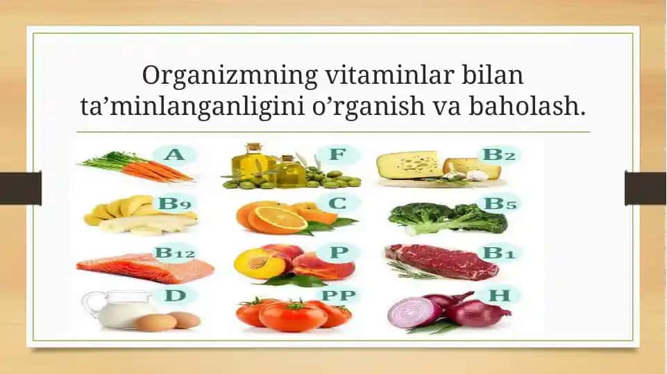 Organizmning vitaminlar bilan ta’minlanganligini o’rganish va baholash