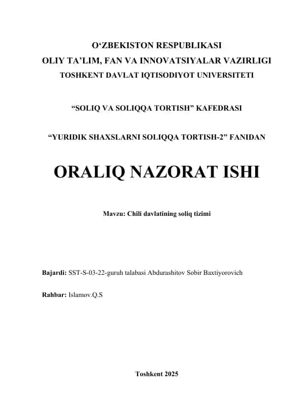 Chili davlatining soliq tizimi