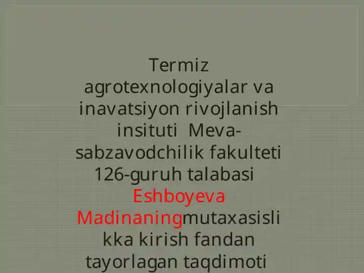 Qishloq xo‘jalik mahsulotlari saqlash va dastlabki ishlov berish