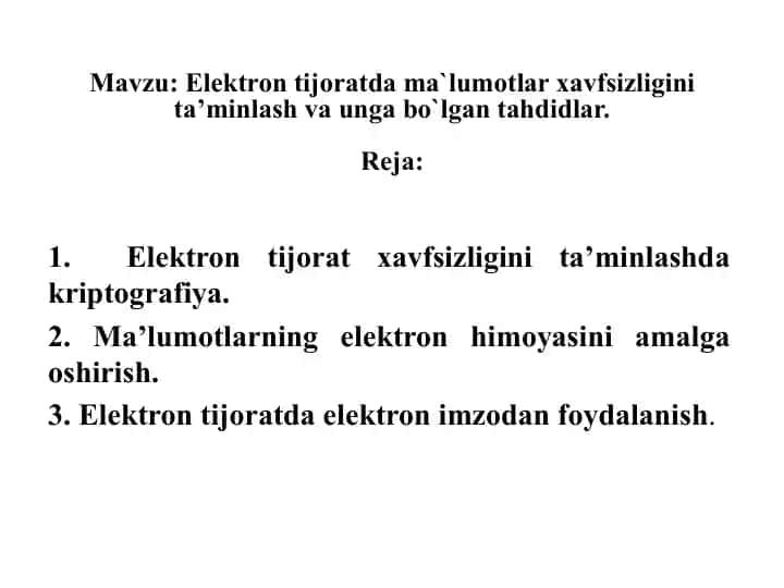 Elektrontijoratdagi xavfsizlikni ta’minlash