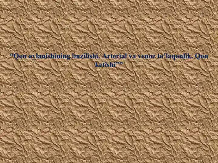Qon aylanishining buzilishi