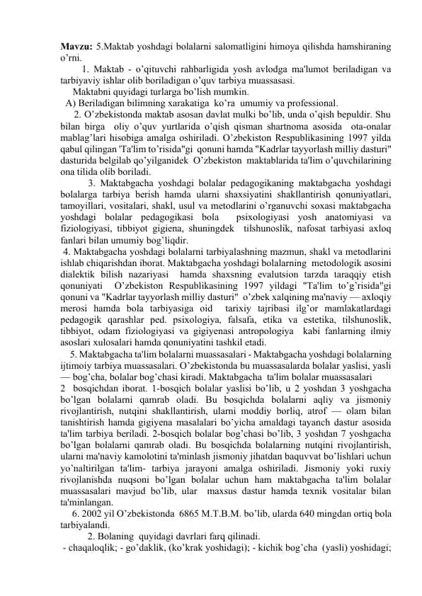 Maktabgacha Yoshdagi Bolalar Tarbiyasining Asosiy Printsip va Metodlari