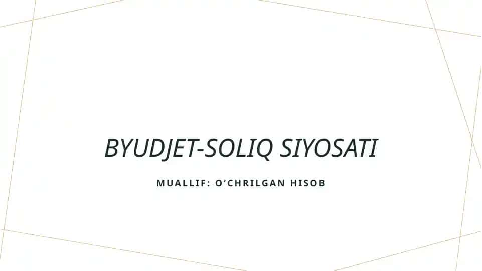 Byudjet-Soliq Siyosati