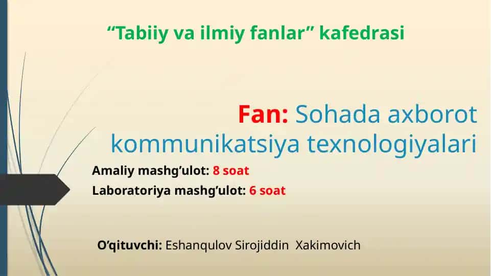 Matnli axborotlarni qayta ishlash texnologiyalari