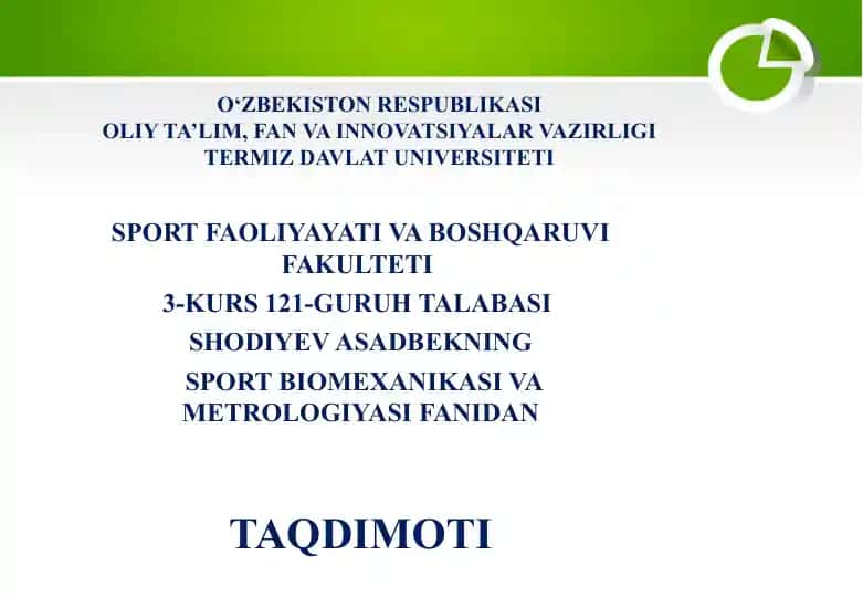SPORT BIOMEXANIKASI VA METROLOGIYASI