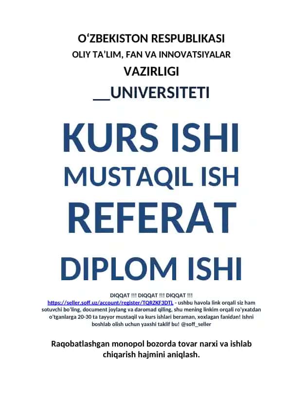 Ishlab chiqarish hajmini aniqlash referati