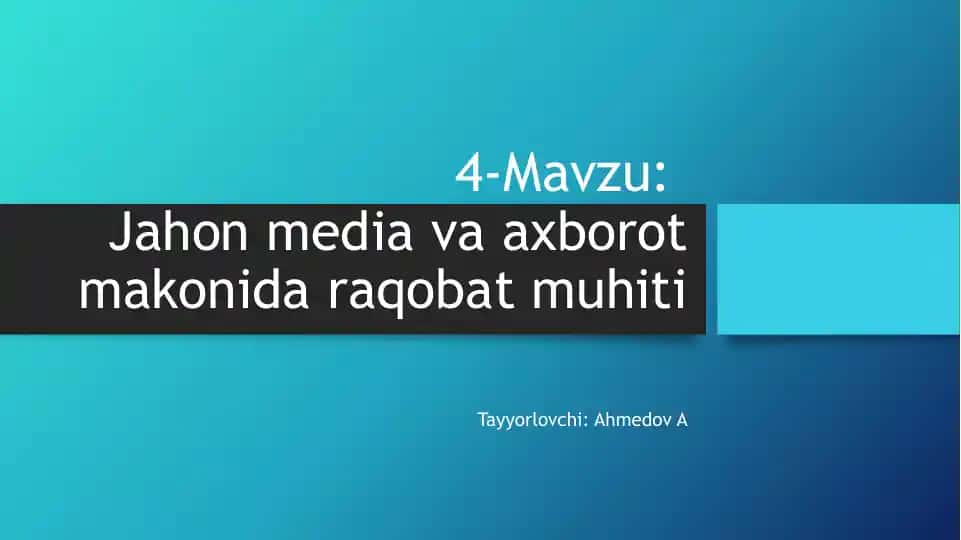 Matbuot va media muhitida raqobat
