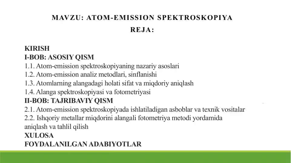 Atom-emission spektroskopiya usullari