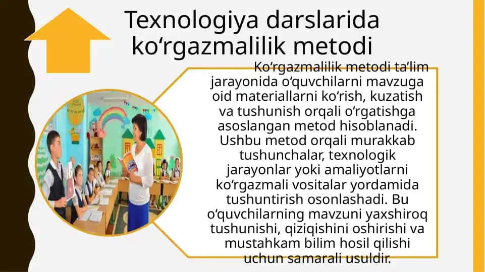 Texnologiya darslarida ko‘rgazmalilik metodi