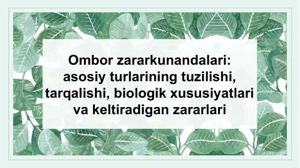 Ombor zararkunandalari haqida ma'lumotlar