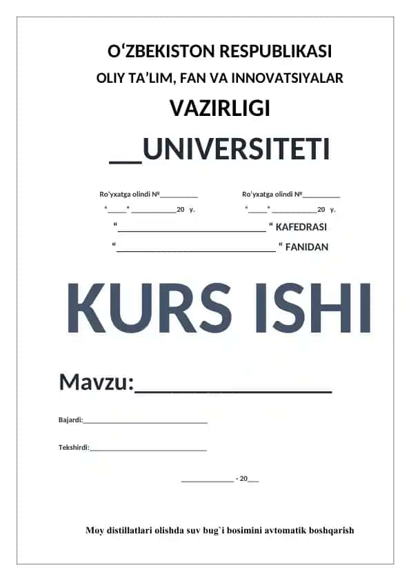 Moy distillatlari olishda suv bug‘i bosimini avtomatik boshqarish