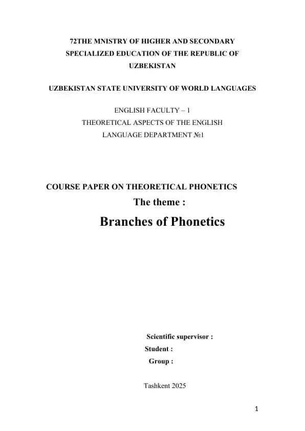 Theoretical Phonetics Course Paper