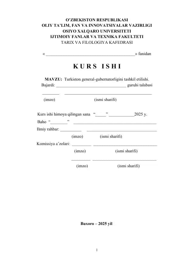 Turkiston general-gubernatorligini tashkil etilishi.