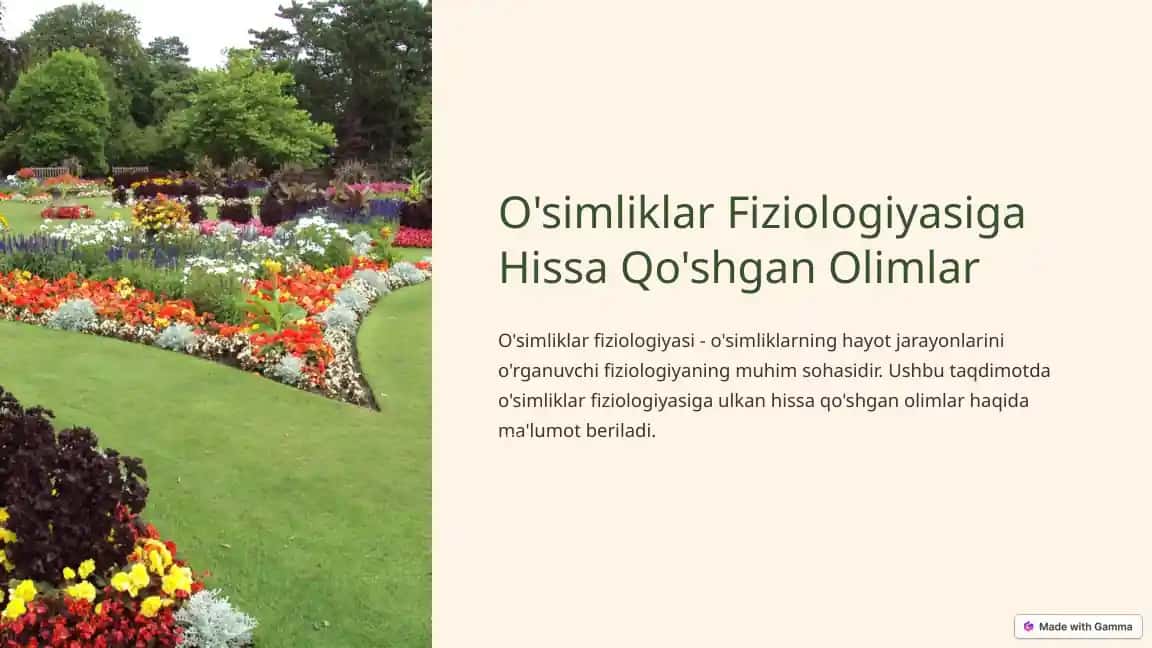 O'simliklar Fiziologiyasiga Hissa Qo'shgan Olimlar