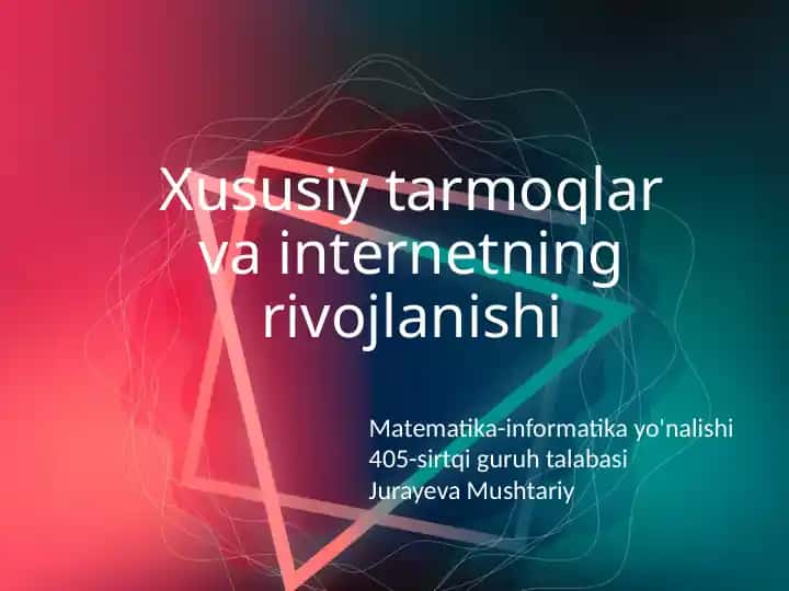 Xususiy tarmoqlar va internetning rivojlanishi