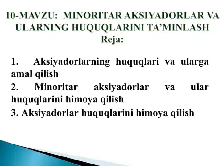 Aksiyadorlarning huquqlari va ularga amal qilish