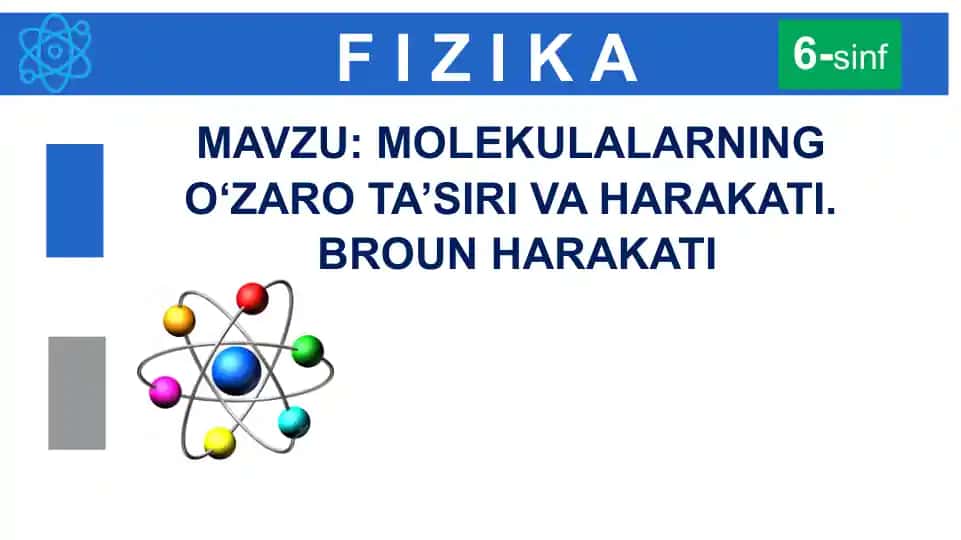 Fizika mavzusi: Molekularning o'zaro ta'siri va harakati. Broun harakati