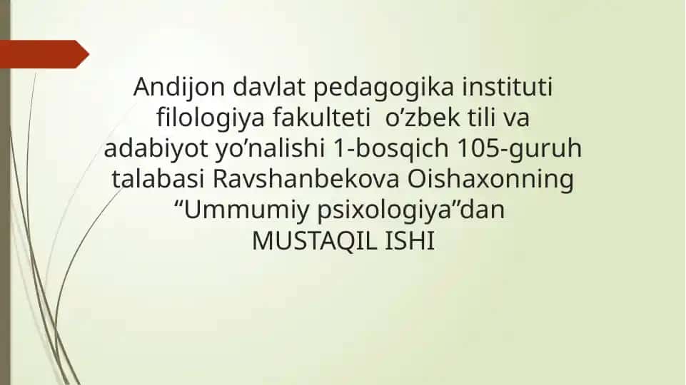 Ummumiy Psixologiya - Maktabgacha Yosh Davrida Psixik Rivojlanish Xususiyatlari