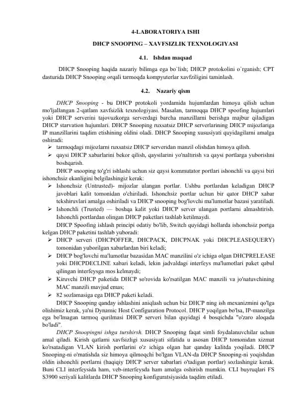 DHCP Snooping - Xavfsizlik Texnologiyasi
