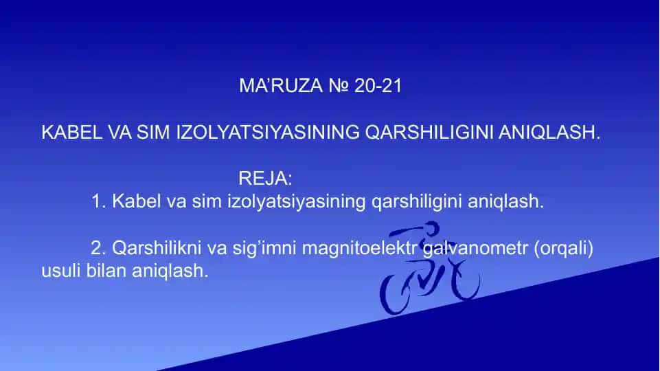 Kabel va sim izolyatsiyasining qarshiligini aniqlash