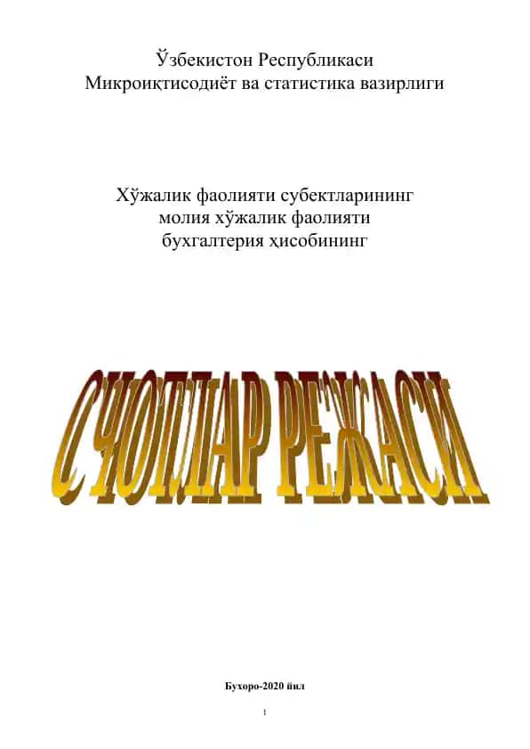 Xўжалик фаолияти субъектларининг молия хўжалик фаолияти бухгалтерия ҳисобининг режаси