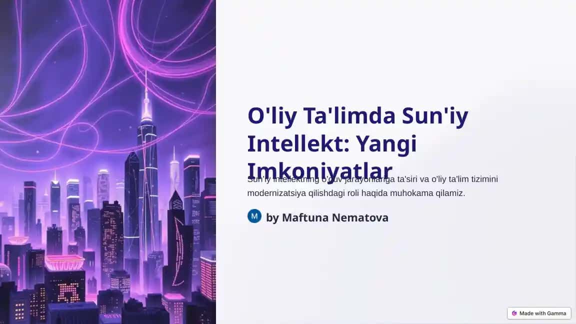 Sun'iy Intellekt: O'liy Ta'limda Yangi Imkoniyatlar