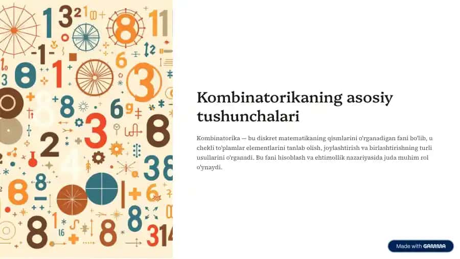kombinatorikaning asosiy tushunchalari