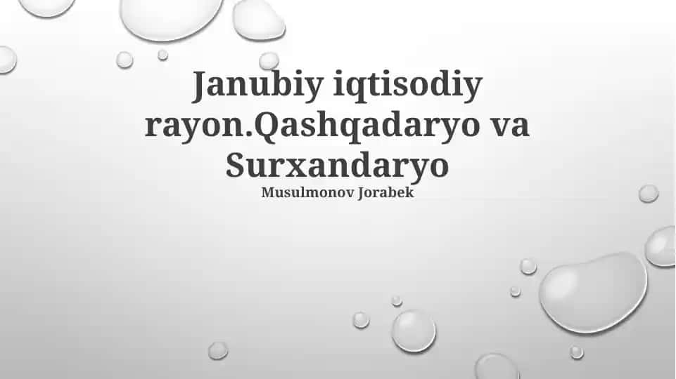 Qashqadaryo va Surxondaryo viloyatlari iqtisodiy salohiyati