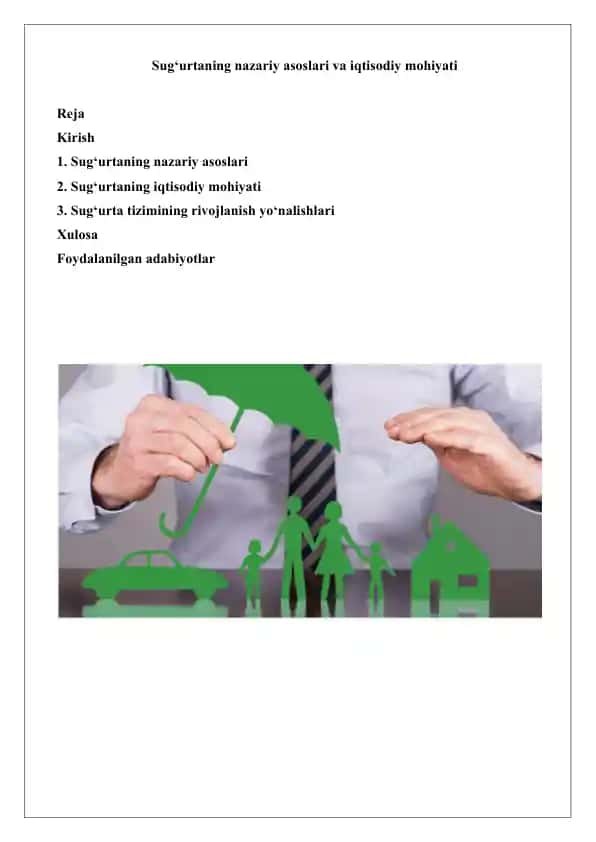 Sug‘urtaning nazariy asoslari va iqtisodiy mohiyati