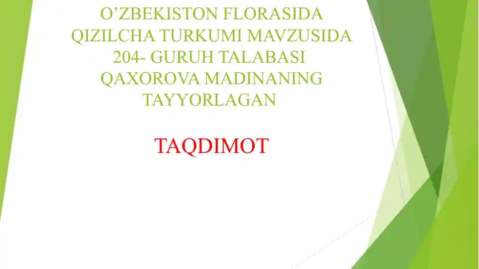 Qizilcha Turkumi Mavzusida 204-Guruh Talabasi