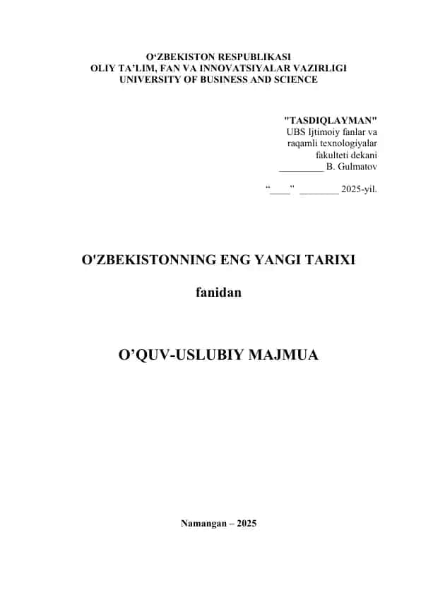 O‘QUV-USLUBIY MAJMUA