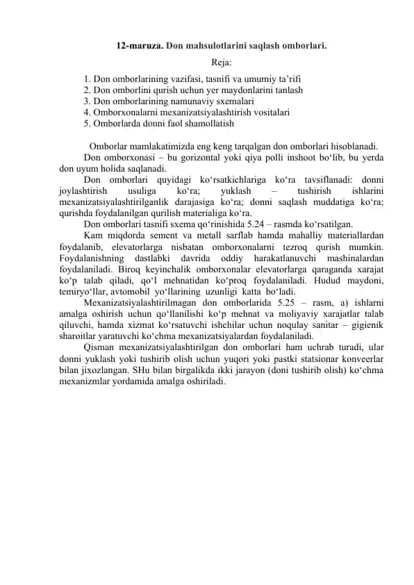 Don mahsulotlarini saqlash omborlari.