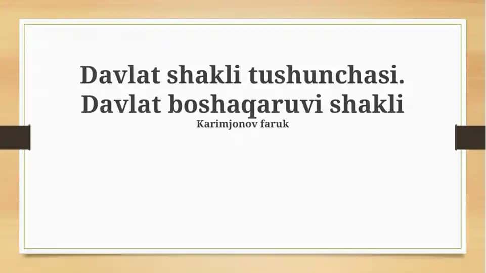 Davlat shakli tushunchasi
