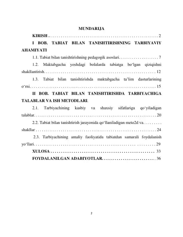 TABIAT BILAN TANISHTIRISHNING TARBIYAVIY AHAMIYATI