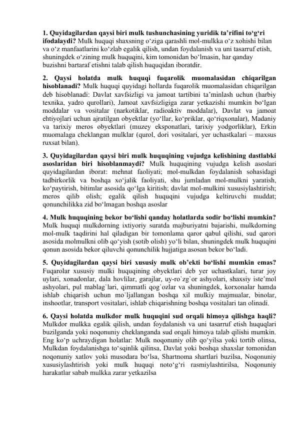 Mulk huquqi va uning turlari