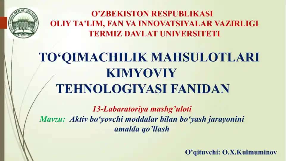 Labaratoriyamashg’uloti