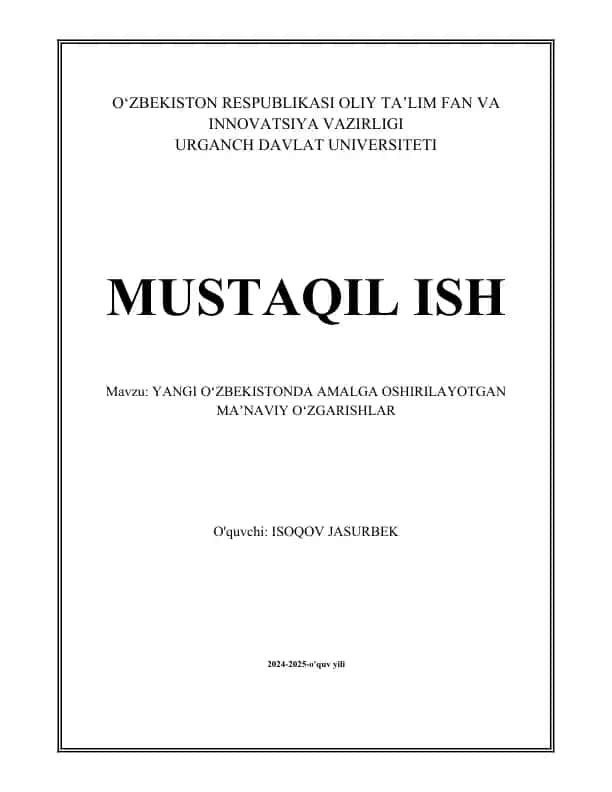 Yangi O‘zbekistonda Amalga Oshirilayotgan Ma‘naviy O‘zgarishlar