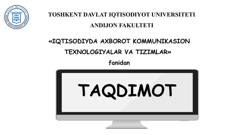 "AXBOROT TEXNOLOGIYASINING INFRATUZILMASI"