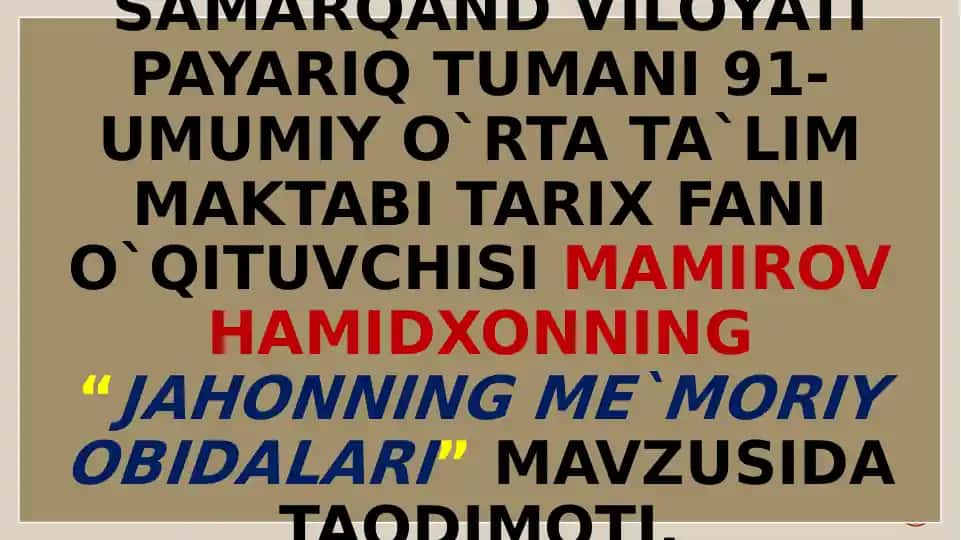 Jahonning me`moriyo bidalari